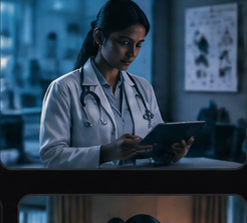 Doctor with tablet