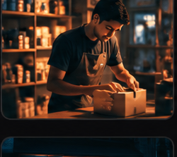 Store owner packing orders